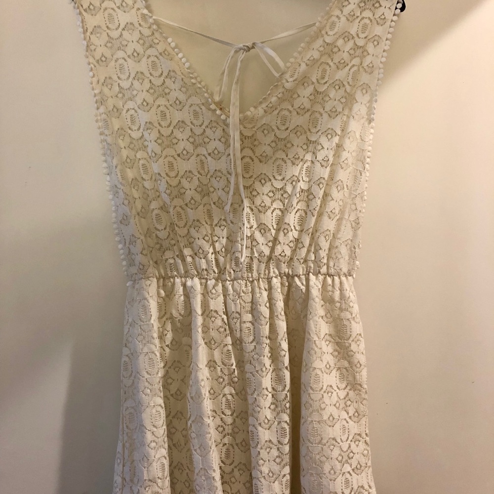 White lace tie-back romper
